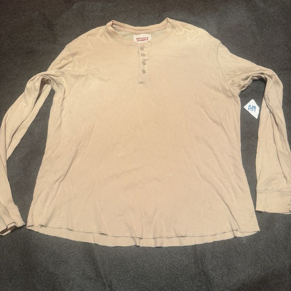 Levis Mens TShirt L Large Brown Long Sleeve Tee Shirt Basic Tee Shirt Casual